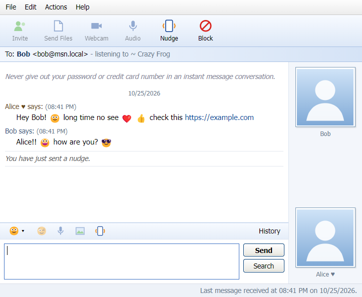 หน้าต่างสนทนา MSN Messenger